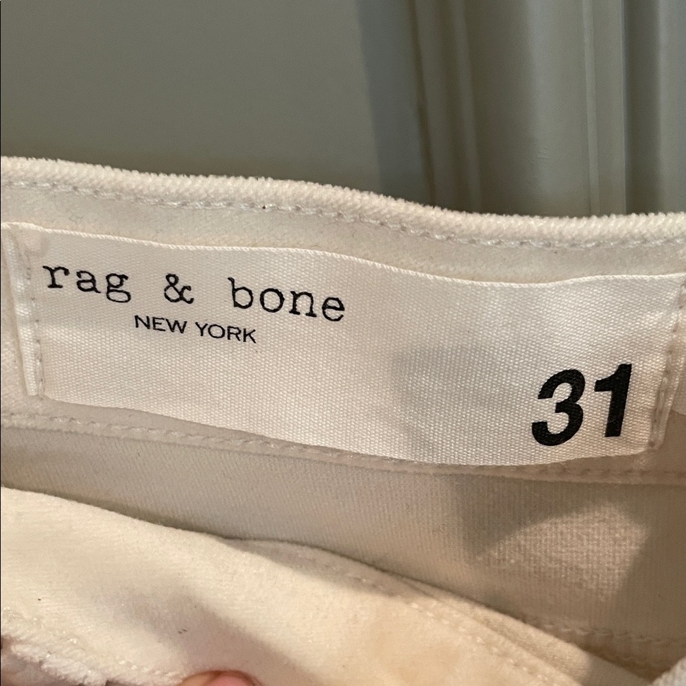 Rag & Bone Velvet Ecru Off White Straight-Leg Jeans EUC Size 31 - Picture 3 of 5